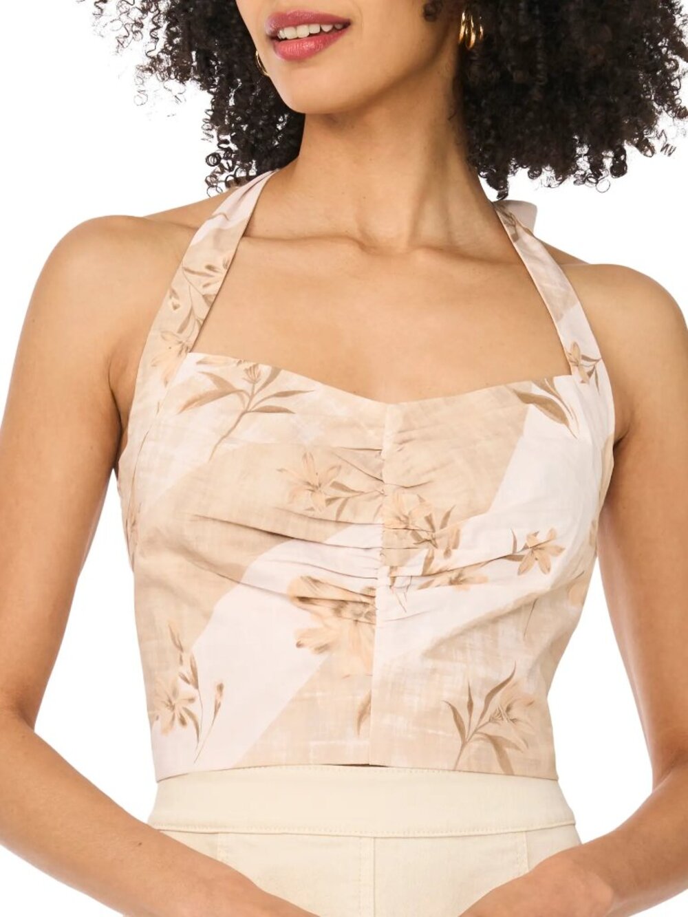 Parker Floral Halter Neck Cotton Crop Top – Ivory/Cream – Size 6 – NWT